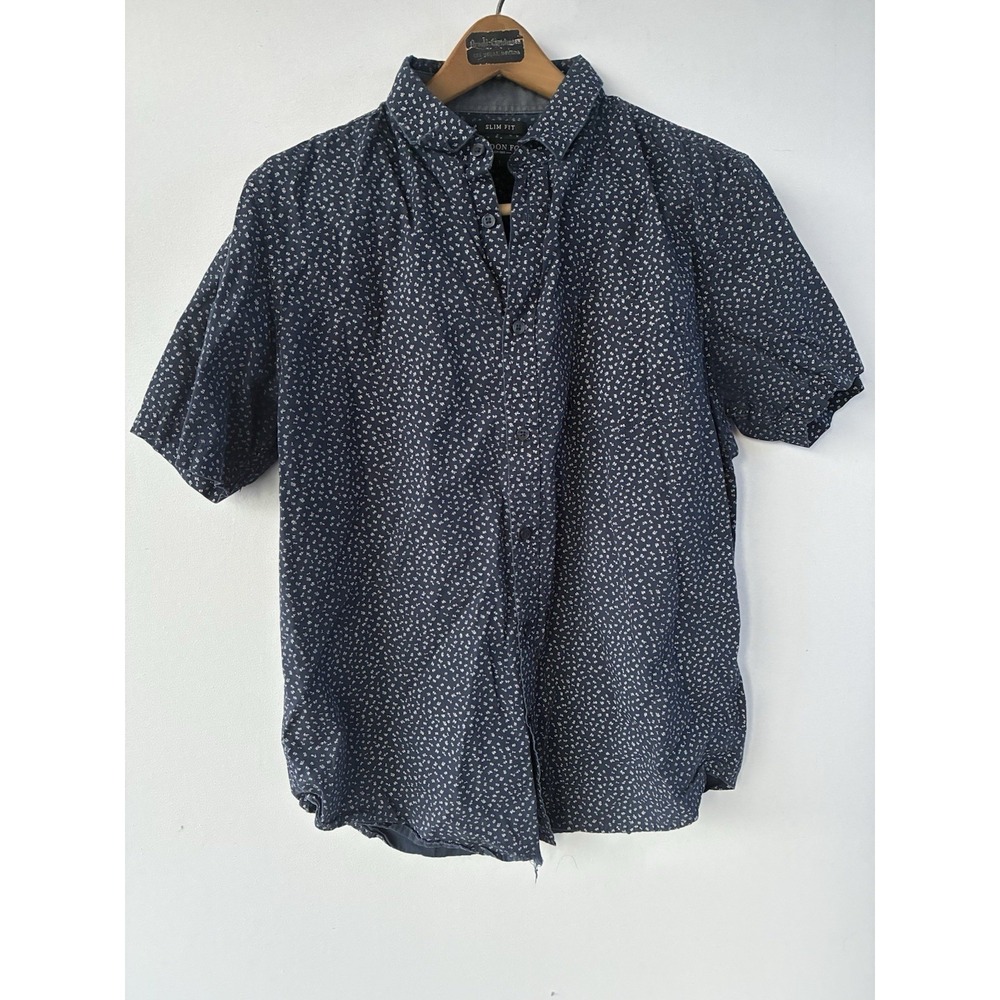 London Fog Slim Fit Short Sleeve Shirt Floral Print Mens Large